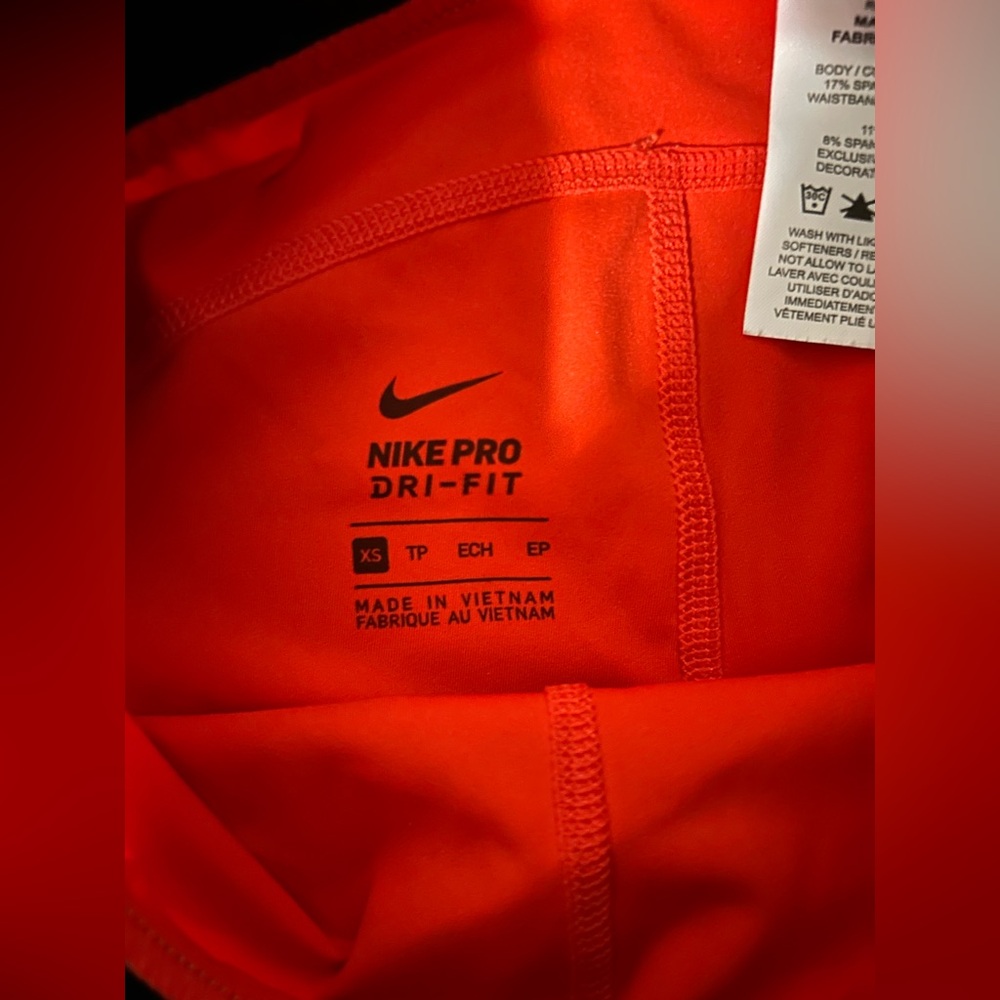 Nike Pro Dri-FIT Orange Girl’s Athletic Shorts - Picture 3 of 3